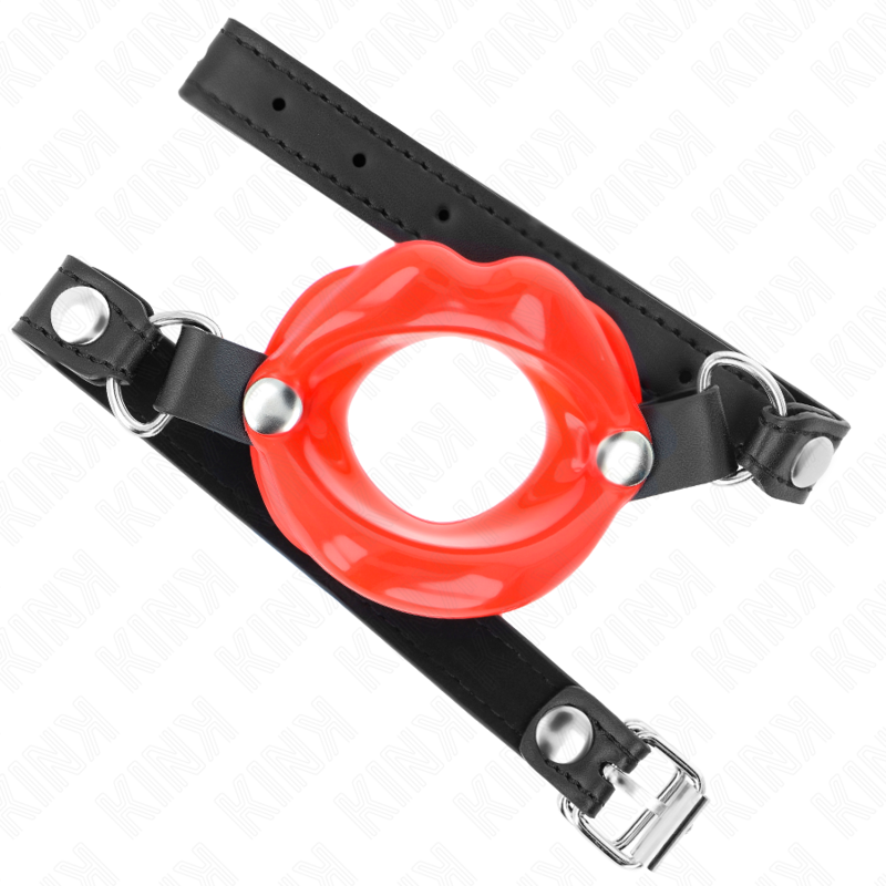 KINK – LIP 8 CM GAG WITH RED LEATHERETTE STRAP 63 x 2 CM ADJUSTABLE 39-58 CM