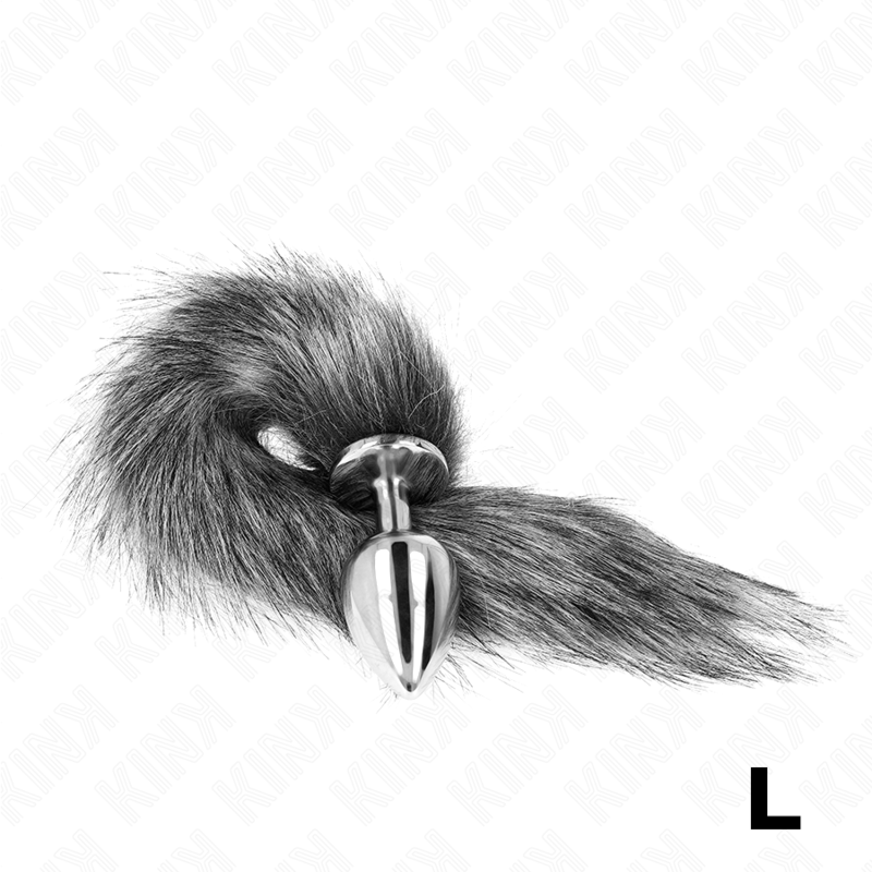 KINK – ANAL PLUG SIZE L 10 X 4 CM WITH SYNTHETIC TAIL 40 CM GREY