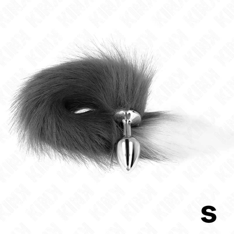 KINK – ANAL PLUG SIZE S 7 X 3 CM WITH SYNTHETIC TAIL 40 CM GREY AND WHITE