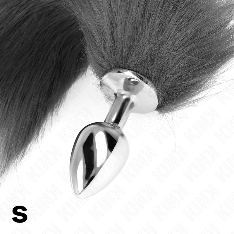 KINK - ANAL PLUG SIZE S 7 X 3 CM WITH SYNTHETIC TAIL 40 CM GREY AND WHITE - Image 4