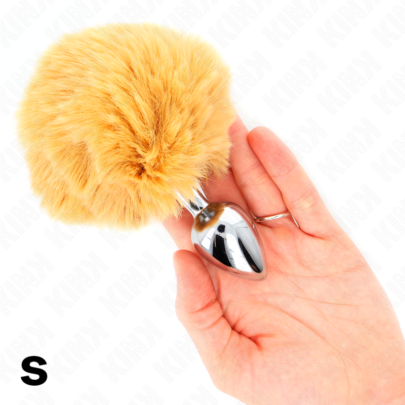 KINK – STAINLESS STEEL PLUG 7 x 3 CM WITH BEIGE FAUX FUR RABBIT TAIL 8 CM