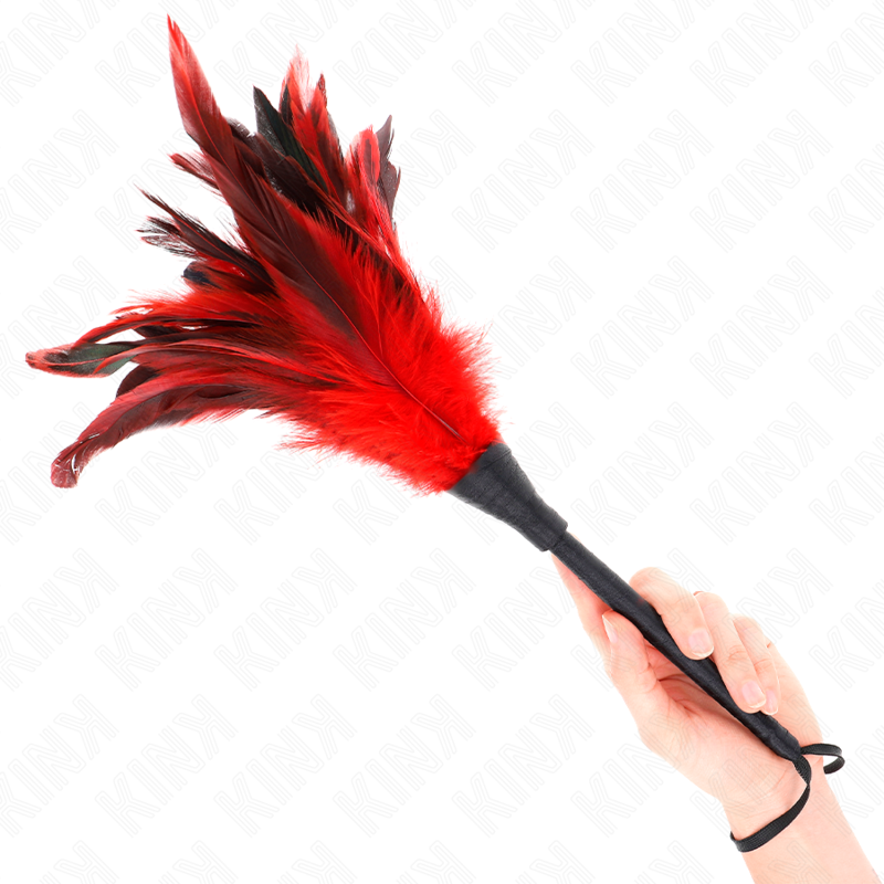 KINK – RED MAIDS HORN SHAPED TICKLE CHICKEN FEATHERS 36 CM