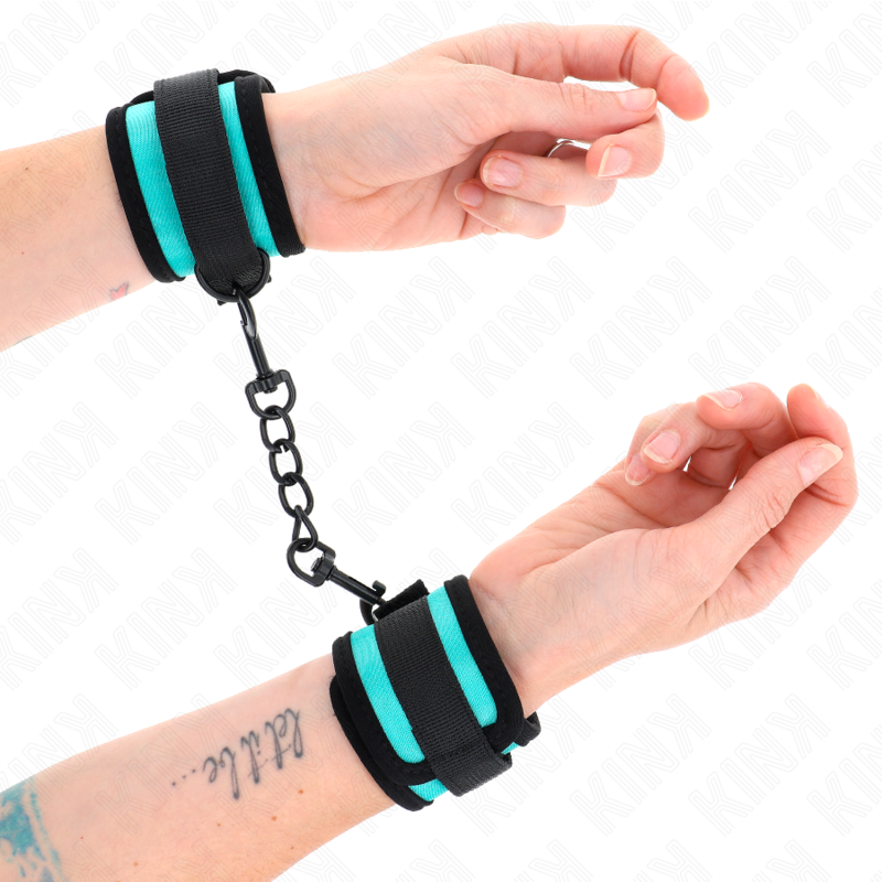 KINK - HOOK AND LOOP NYLON BIND WRIST RESTRAINTS BLACK-BLUE ADJUSTABLE 18-32 CM X 5 CM - Image 3