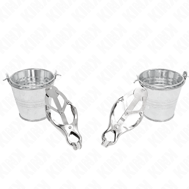 KINK – JAPANESE CLOVER NIPPLE CLAMPS WITH BUCKETS SILVER