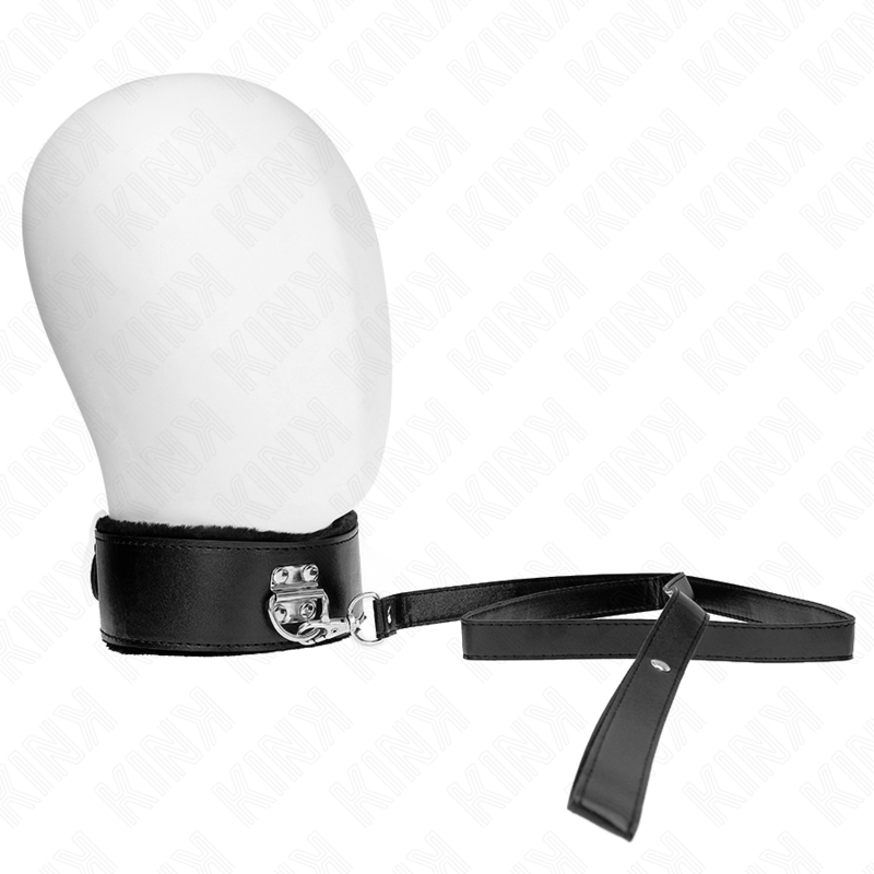 KINK – NECKLACE WITH LEASH 116 CM WITH SILVER STUDS MODEL 4 BLACK ADJUSTABLE 40-48 CM X 6 CM