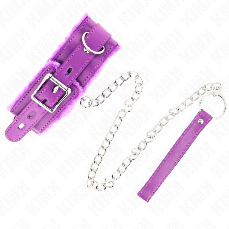 KINK - COLLAR WITH LEASH 65 CM WITH RESTRICTIONS PURPLE 36-42 CM X 5.5 CM - Image 4