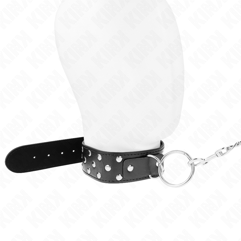 KINK – RING RIVET STRAP NECKLACE WITH BELT 65 CM BLACK ADJUSTABLE 36-50 CM X 3.8 CM