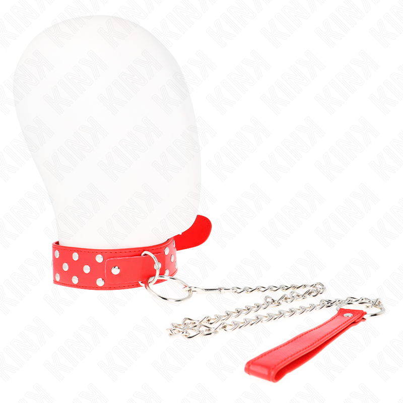 KINK – RING RIVET STRAP NECKLACE WITH BELT 65 CM RED ADJUSTABLE 36-50 CM X 3.8 CM
