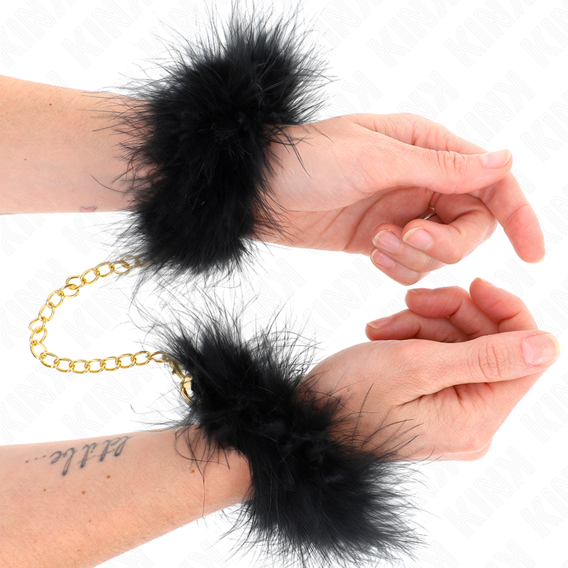 KINK – FEATHER HAND CUFFS WITH GOLD CHAIN MODEL 0