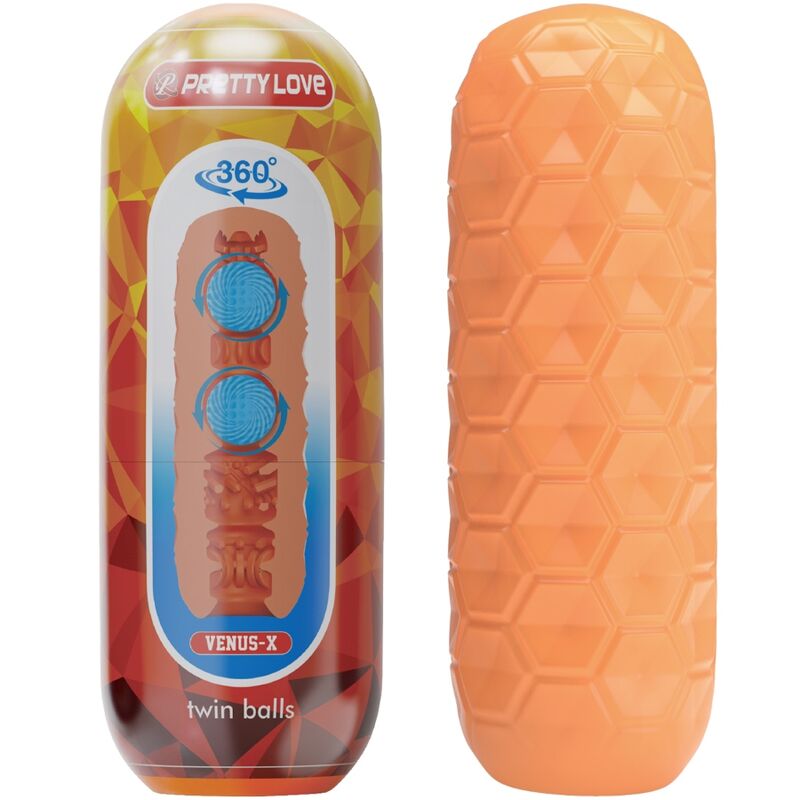 PRETTY LOVE – TWIN BALLS MALE MASTURBATOR ORANGE