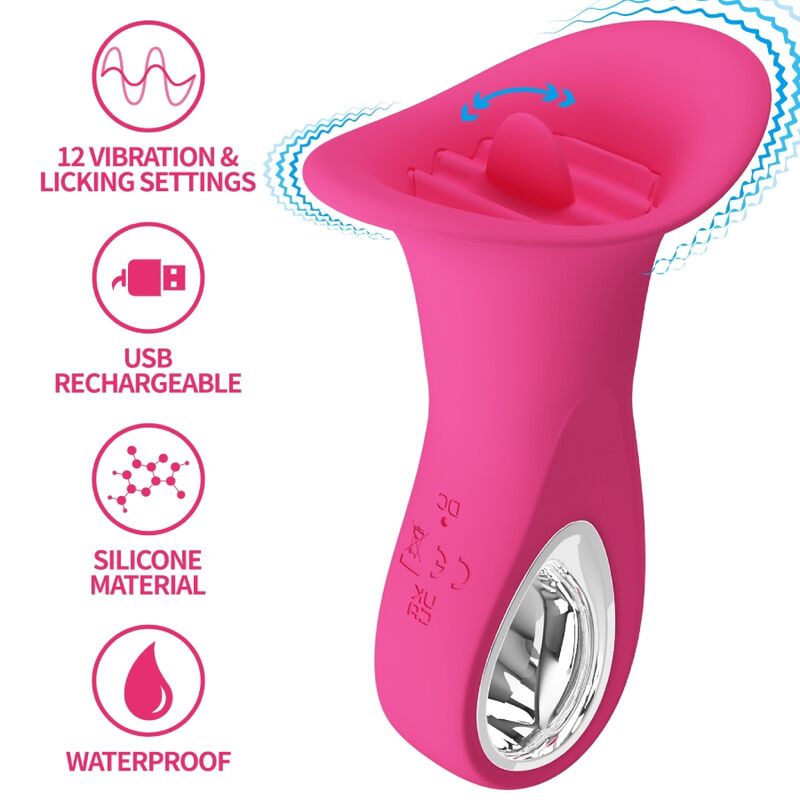 PRETTY LOVE – CLYDE ORAL VIBRATOR VIBRATING TONGUE 12 VIBRATIONS PINK