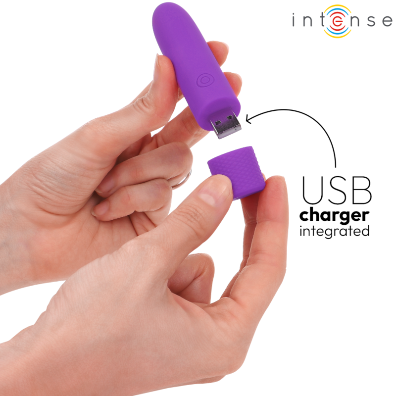 INTENSE - SYMONE USB RECHARGEABLE VIBRATING BULLET 8 VIBRATIONS PURPLE 10 X 2.2 CM - Image 5