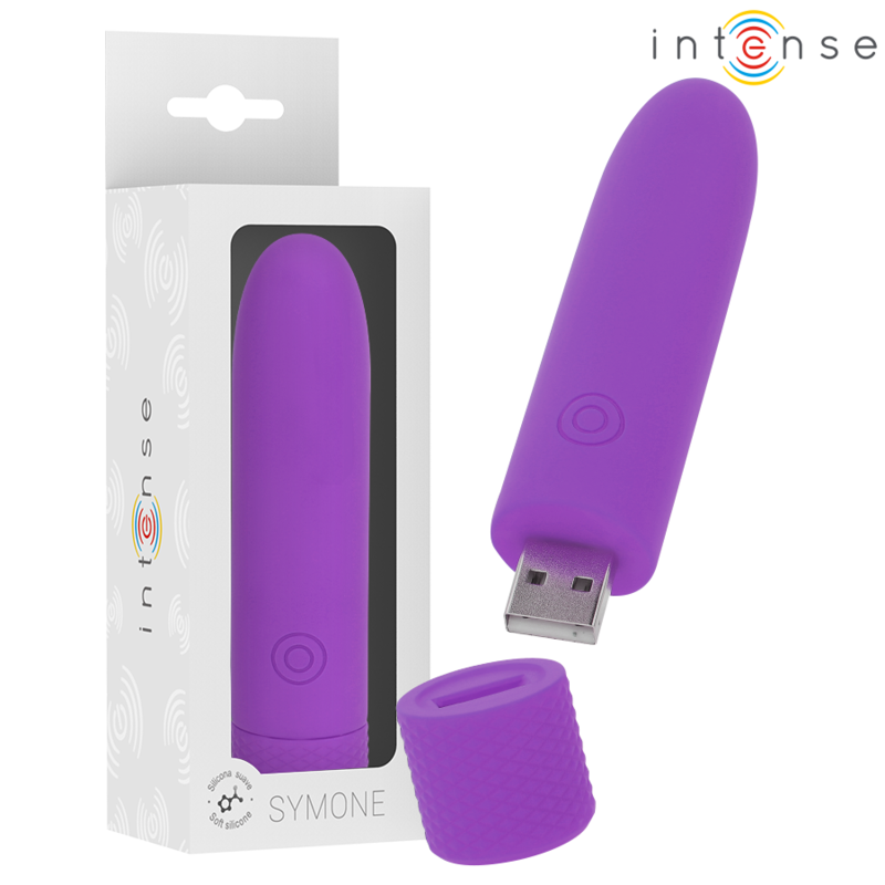 INTENSE – SYMONE USB RECHARGEABLE VIBRATING BULLET 8 VIBRATIONS PURPLE 10 X 2.2 CM