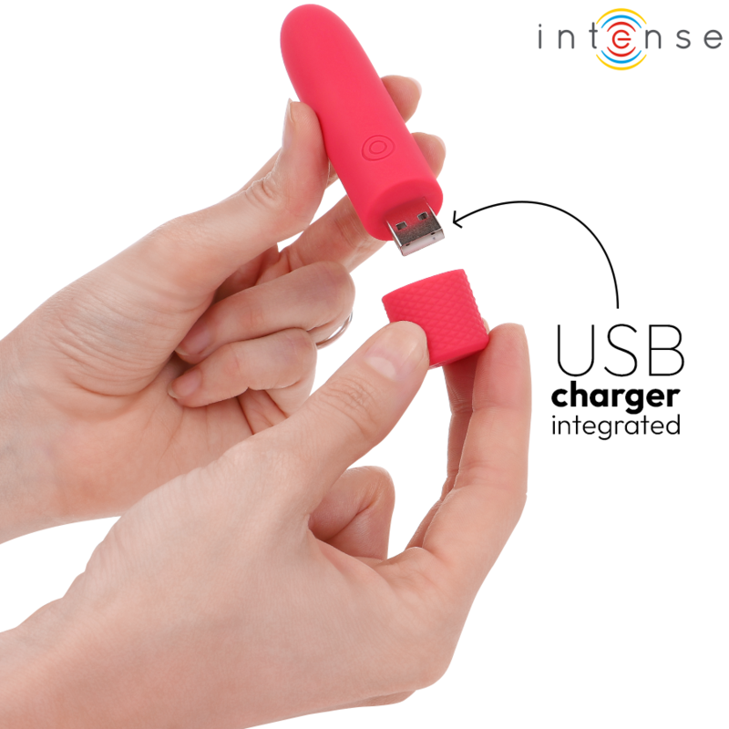 INTENSE - SYMONE USB RECHARGEABLE VIBRATING BULLET 8 VIBRATIONS RED 10 X 2.2 CM - Image 5