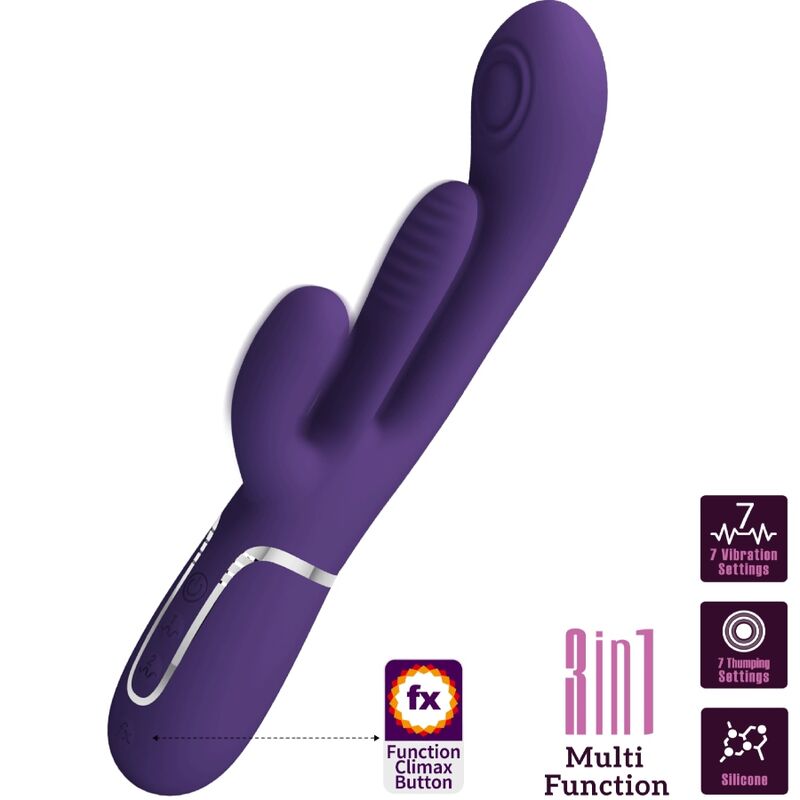 PRETTY LOVE – SHANIA TRIPLE RABBIT VIBRATOR MULTIFUNCTION PURPLE