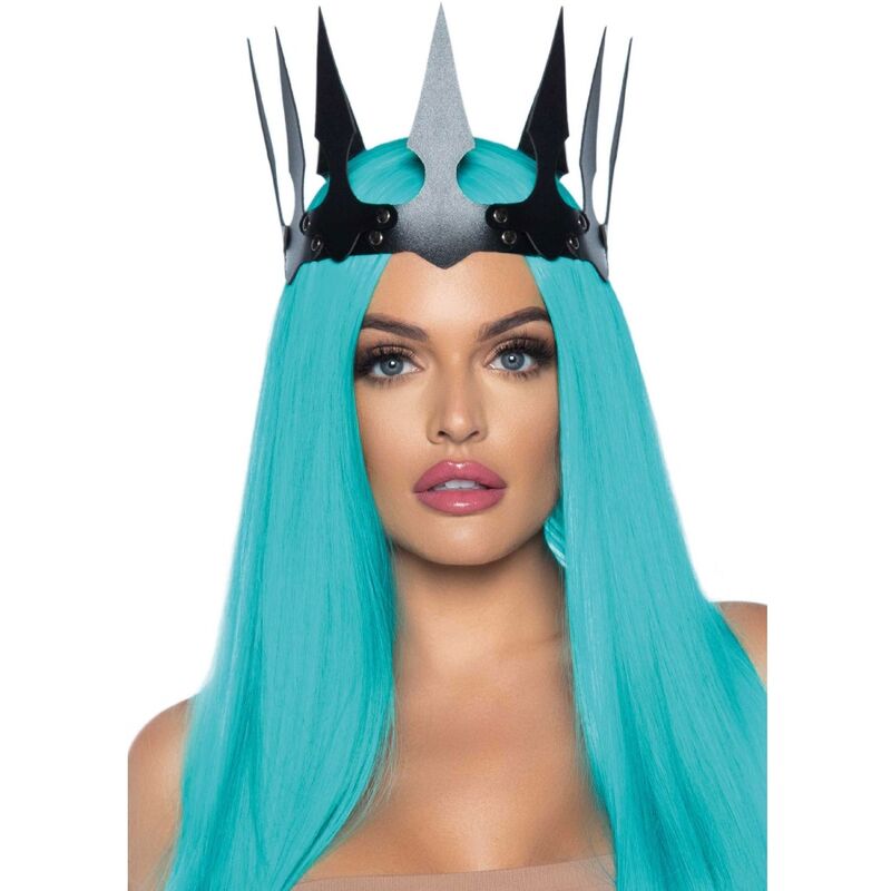 LEG AVENUE – SYNTHETIC LEATHER MALEFICENT CROWN WITH STUDS BLACK