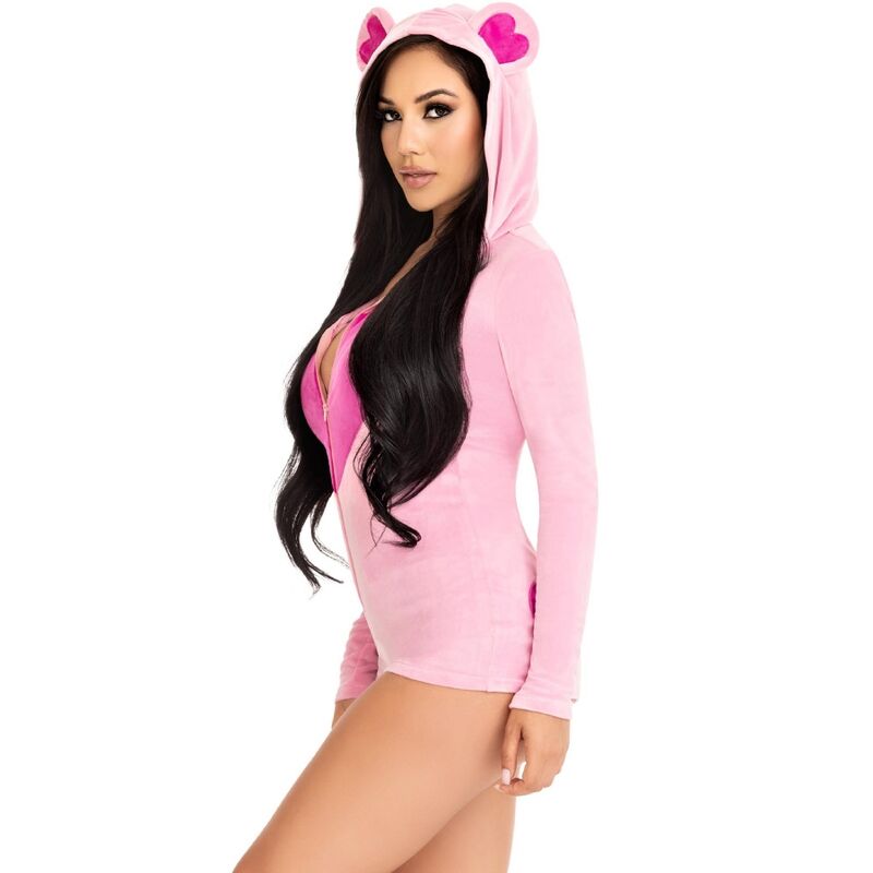LEG AVENUE - TEDDY BEAR VELVET BODYSUIT PINK S - Image 3