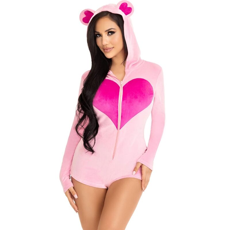 LEG AVENUE – TEDDY BEAR VELVET BODYSUIT PINK M