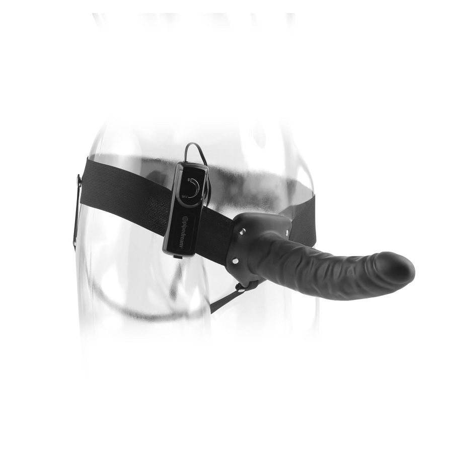 FETISH FANTASY SERIES – 19 CM VIBRATING HOLLOW STRAP-ON BLACK