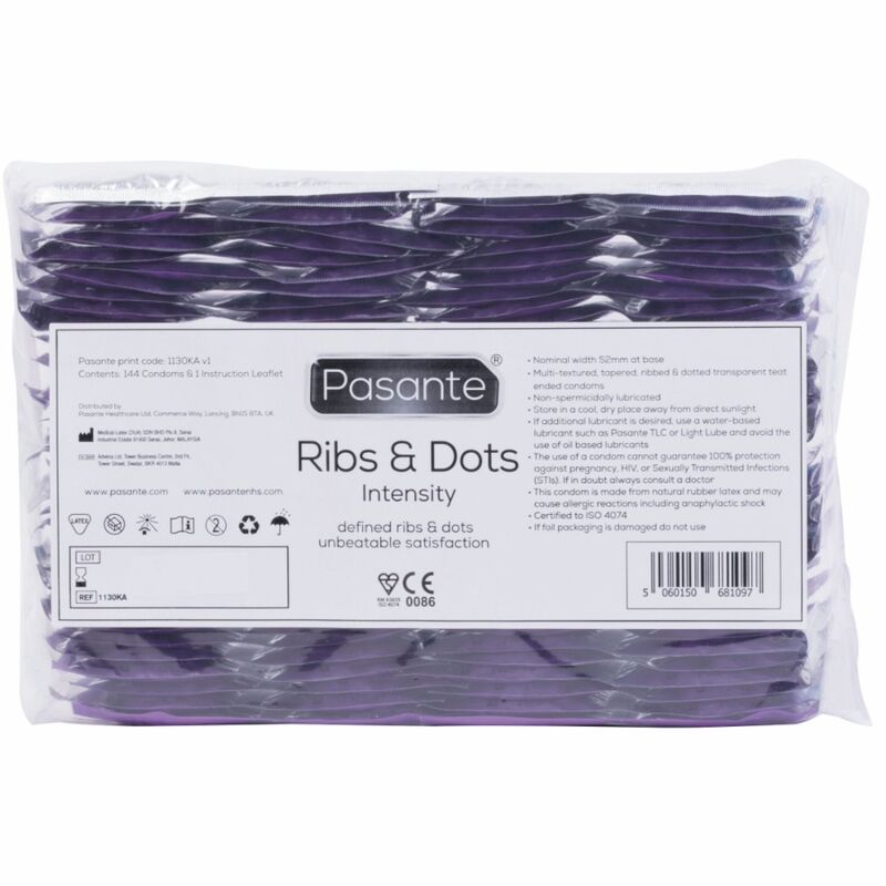 PASANTE – RIBS  DOTS INTENSITY CONDOMS 144 UNITS