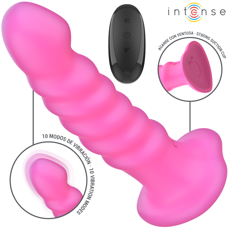 INTENSE – CINDY VIBRATOR SIZE L SPIRAL DESIGN 10 VIBRATIONS PINK REMOTE CONTROL