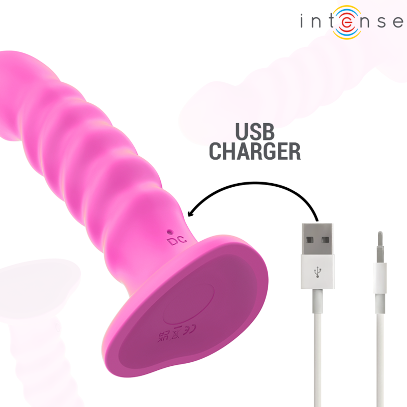 INTENSE - CINDY VIBRATOR SIZE L SPIRAL DESIGN 10 VIBRATIONS PINK REMOTE CONTROL - Image 5
