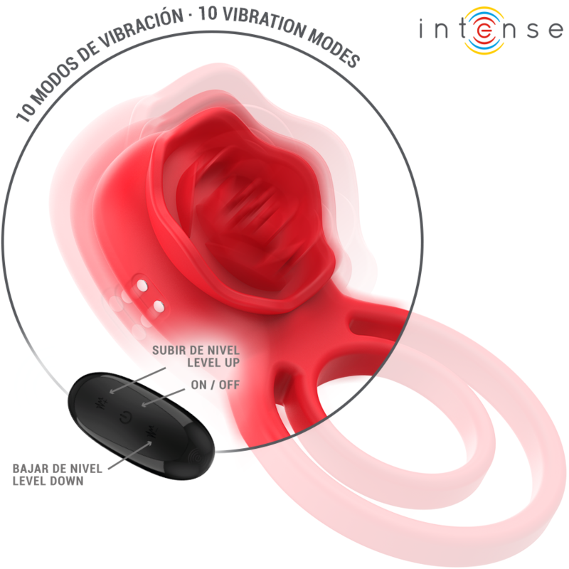 INTENSE - GAIL STIMULATOR ROSE 10 VIBRATIONS RED REMOTE CONTROL - Image 3