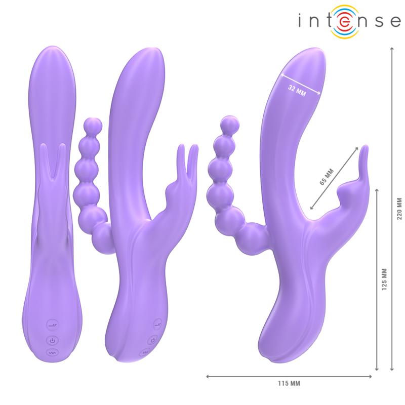 INTENSE - MIKO TRIPLE VIBRATOR RABBIT  STIMULATOR  ANAL 7 VIBRATIONS PURPLE - Image 3