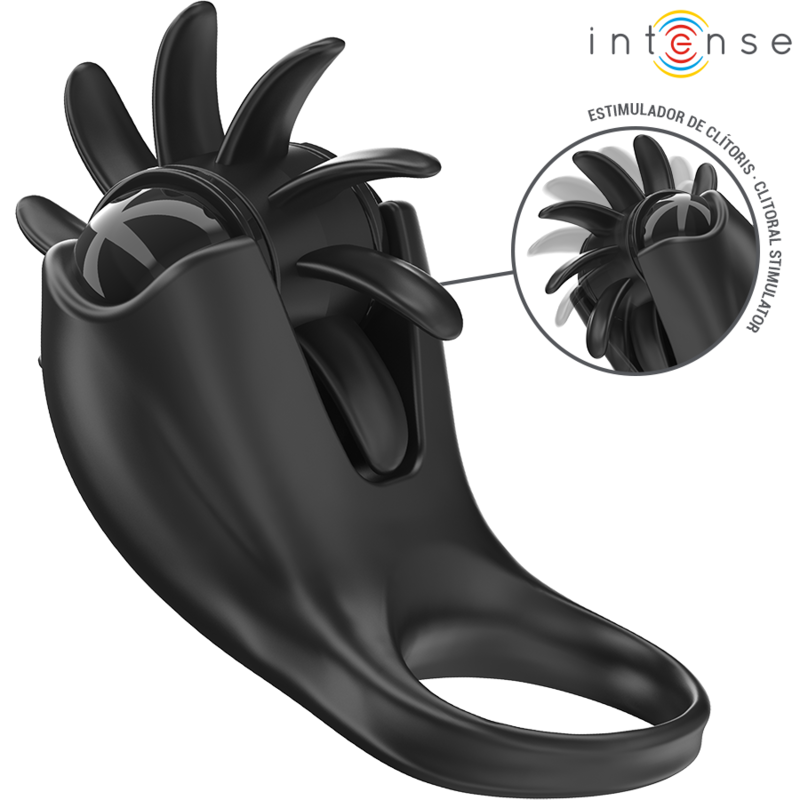 INTENSE – MABEL VIBRATING RING 10 VIBRATIONS WITH CLITORIS STIMULATOR BLACK