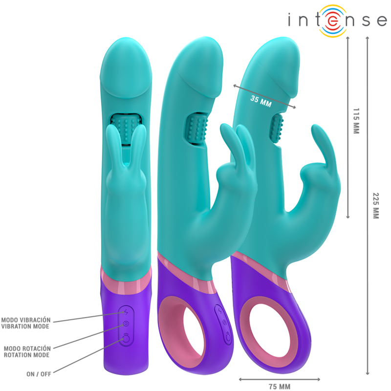 INTENSE – MONICA RABBIT VIBRATOR WITH ROTATING G-SPOT STIMULATOR BLUE