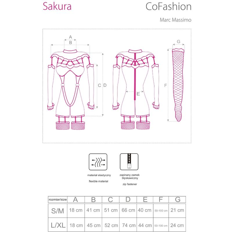 LIVCO CORSETTI FASHION - SAKURA CF 90357 JUMPSUIT + LONG GLOVES + GARTER BELT BLACK S/M - Image 4