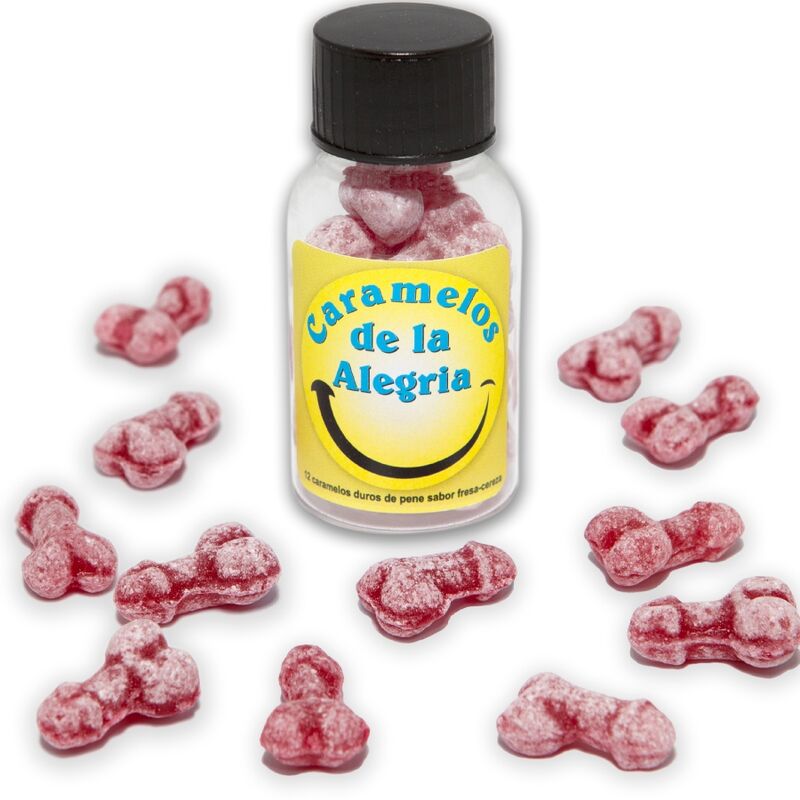 DIABLO PICANTE – 12 PENIS-SHAPED JOY CANDIES STRAWBERRY/CHERRY