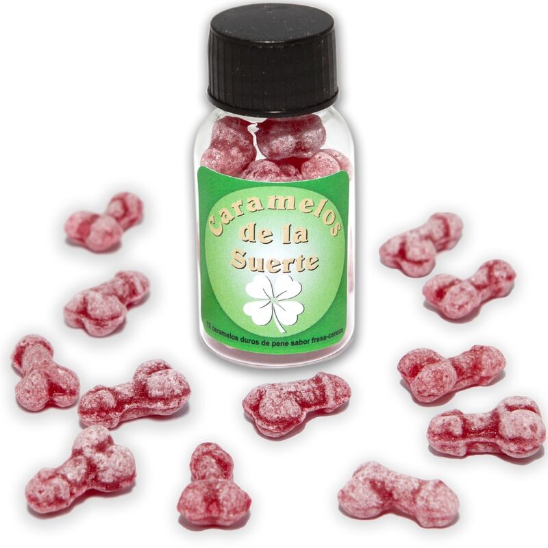 DIABLO PICANTE – 12 PENIS-SHAPED LUCKY CANDIES STRAWBERRY/CHERRY