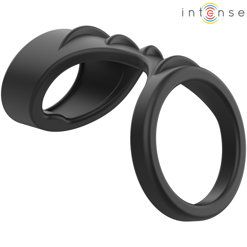 INTENSE – THEO DOUBLE SILICONE PENIS RING BLACK MODEL 3