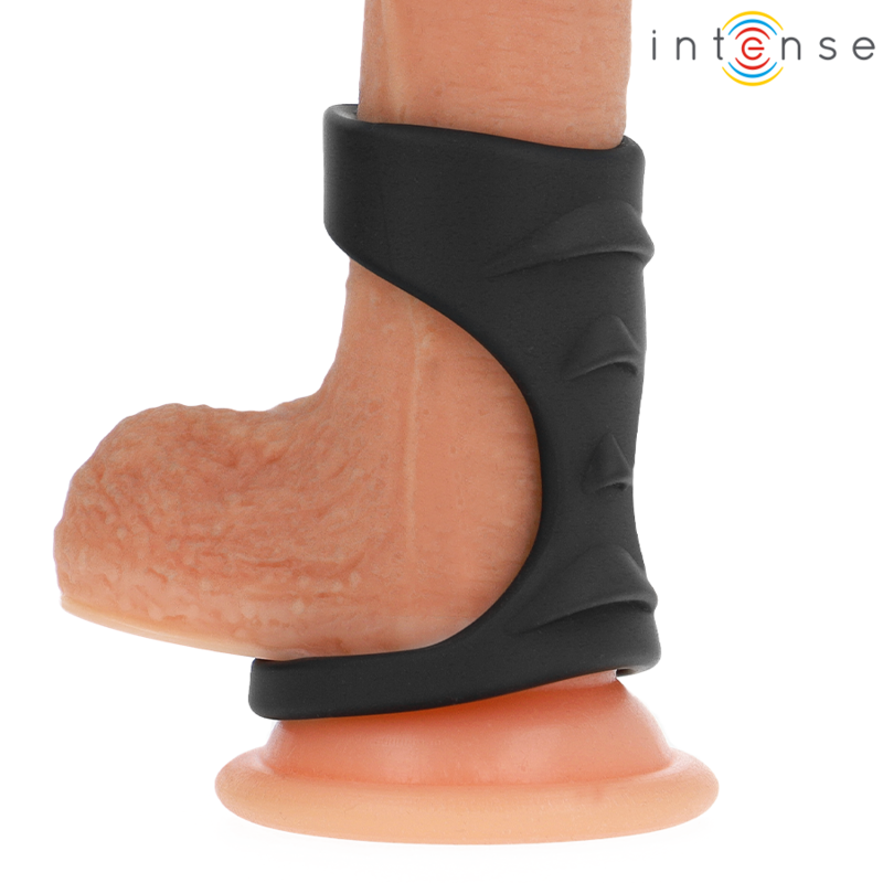 INTENSE – THEO DOUBLE SILICONE PENIS RING BLACK MODEL 3