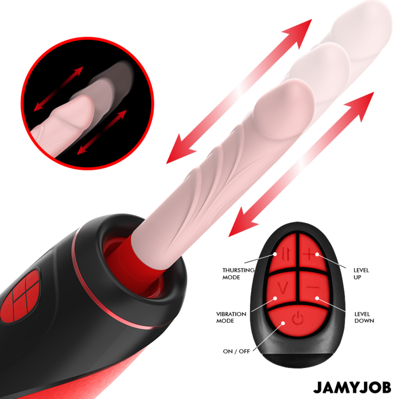 JAMYJOB – PYSTON BASE AUTOMATIC MASTURBATOR WITH REMOTE CONTROL DILDO