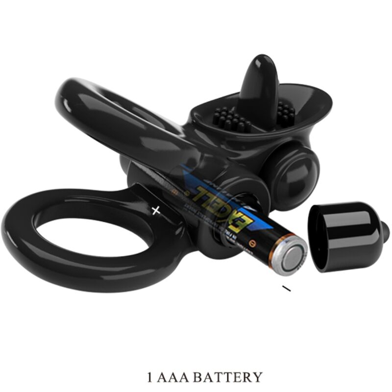 PRETTY LOVE - PASSIONATE RING DOUBLE VIBRATING RING + CLITORIS STIMULATOR BLACK - Image 3