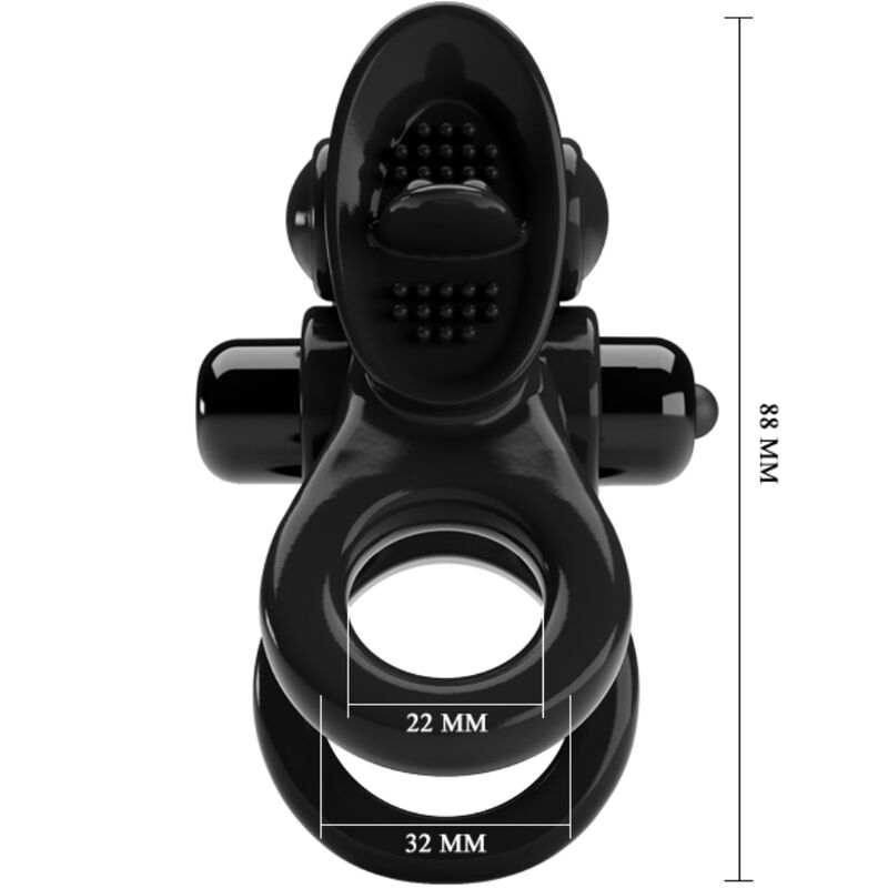 PRETTY LOVE - PASSIONATE RING DOUBLE VIBRATING RING + CLITORIS STIMULATOR BLACK - Image 4