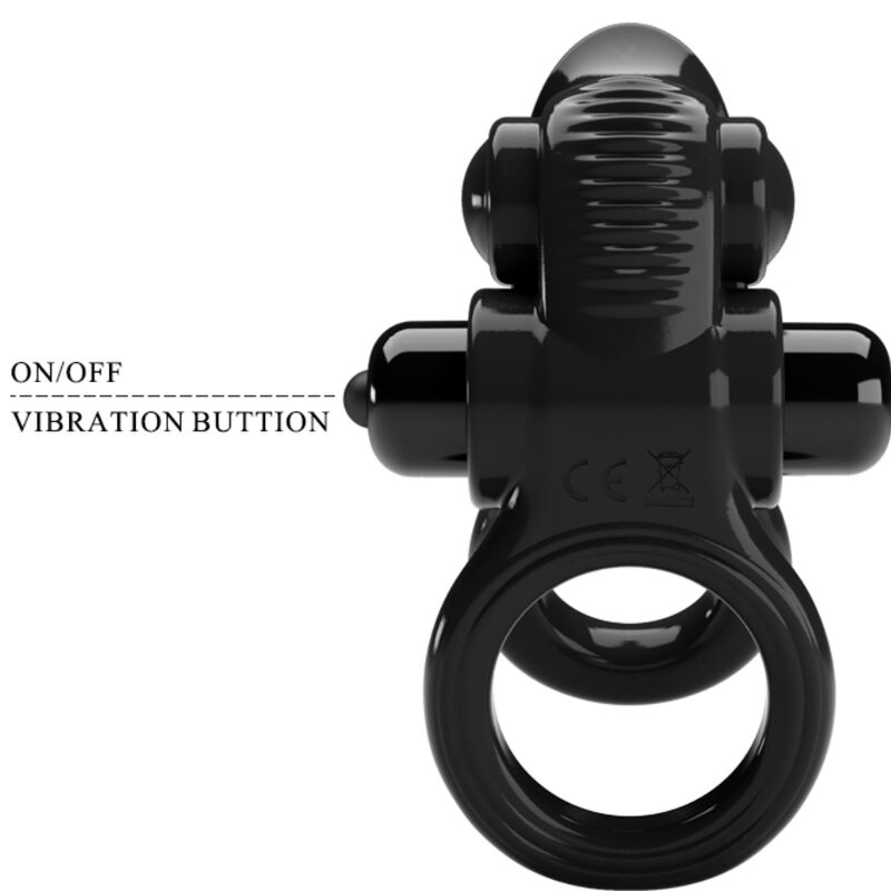 PRETTY LOVE - PASSIONATE RING DOUBLE VIBRATING RING + CLITORIS STIMULATOR BLACK - Image 5