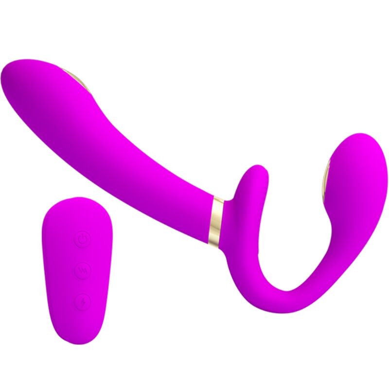 PRETTY LOVE – THUNDERBIRD DOUBLE STRAP-ON VIBRATOR REMOTE CONTROL PURPLE