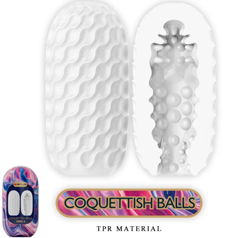 PRETTY LOVE – COQUETTISH BALLS SILICONE MALE MASTURBATOR WHITE