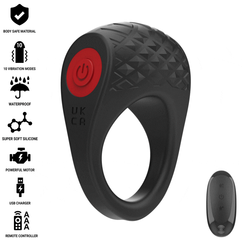 INTENSE – CLOVER VIBRATOR PENIS RING 10 VIBRATIONS BLACK