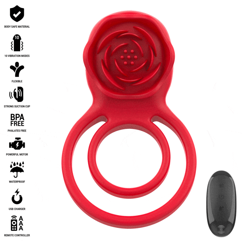 INTENSE – GAIL STIMULATOR ROSE 10 VIBRATIONS RED REMOTE CONTROL