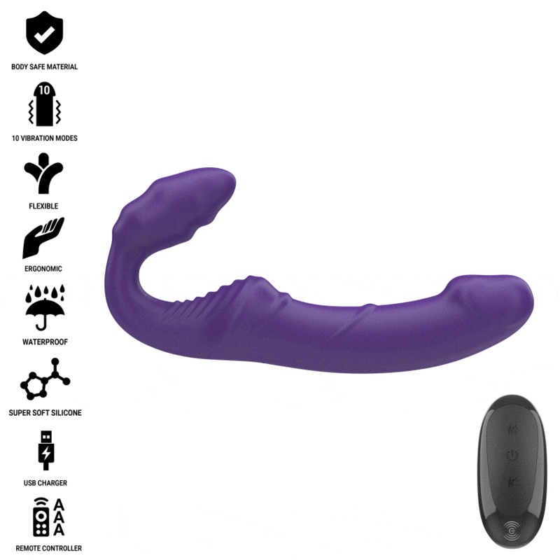 INTENSE – JILL DOUBLE VIBRATOR 20 CM PURPLE REMOTE CONTROL