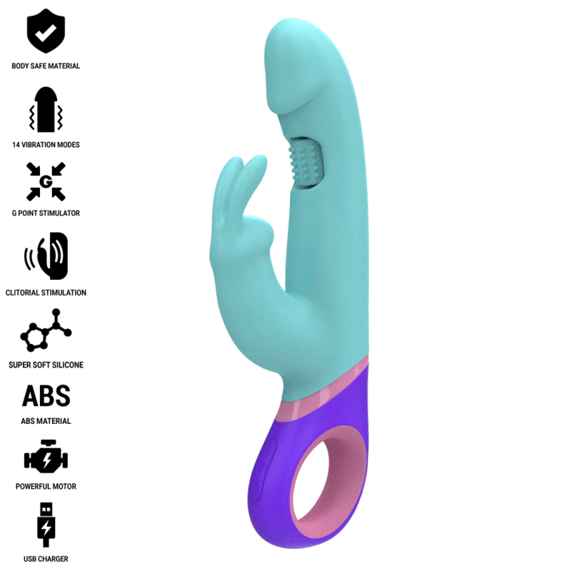 INTENSE – MONICA RABBIT VIBRATOR WITH ROTATING G-SPOT STIMULATOR BLUE