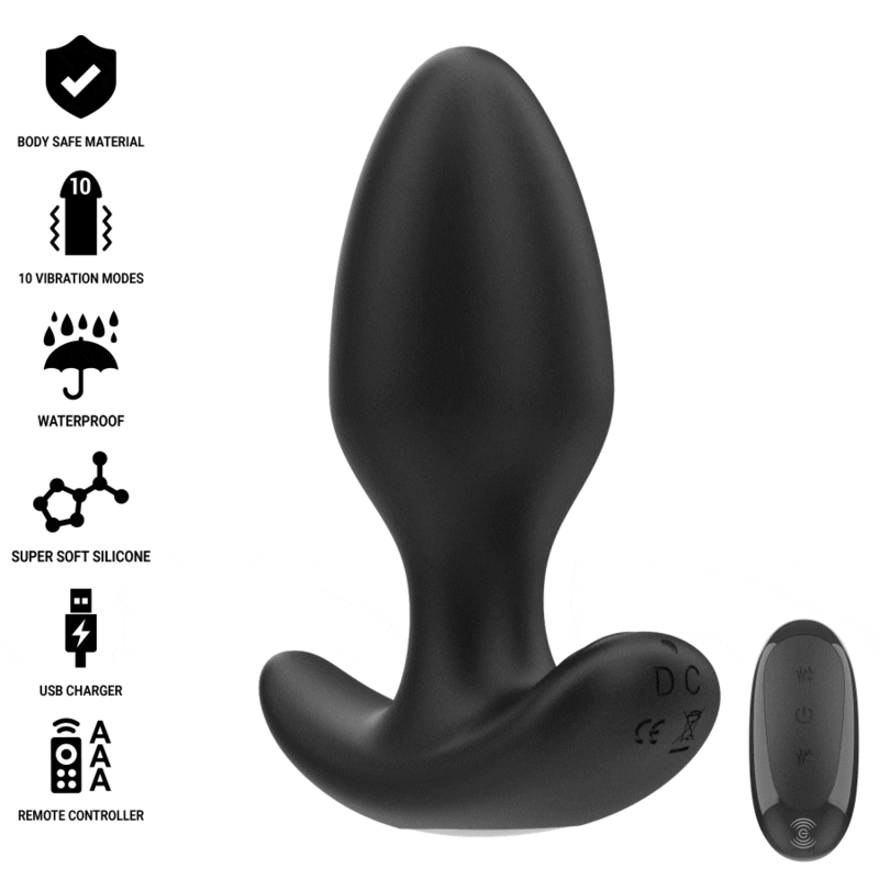 INTENSE – JOEY ANAL PLUG 10 VIBRATIONS BLACK REMOTE CONTROL