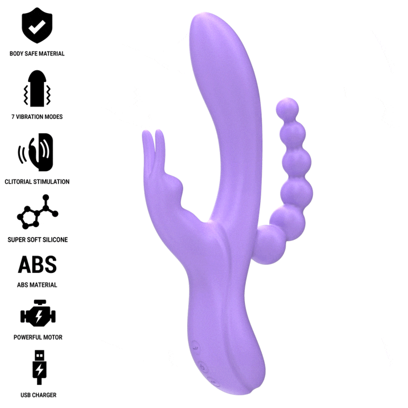 INTENSE – MIKO TRIPLE VIBRATOR RABBIT  STIMULATOR  ANAL 7 VIBRATIONS PURPLE