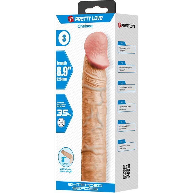 PRETTY LOVE - CHELSEA PENIS SLEEVE WITH 7.6 CM EXTENSION FLESH - Image 5