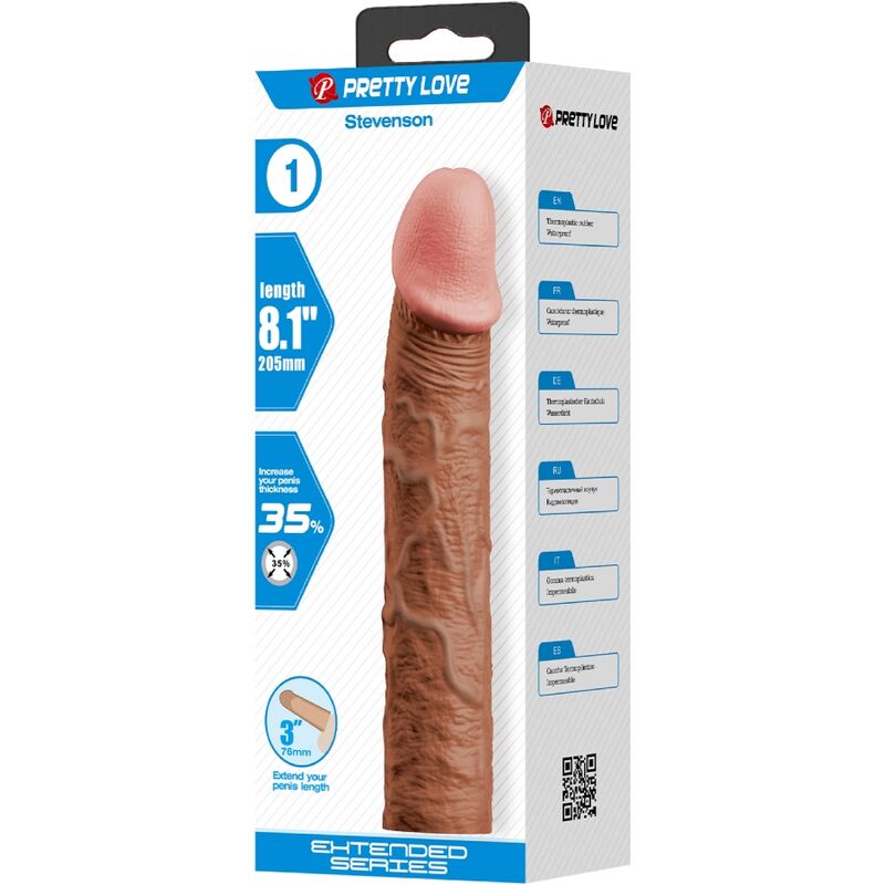 PRETTY LOVE - STEVENSON PENIS SLEEVE WITH 7.6 CM EXTENSION MULATTO - Image 5