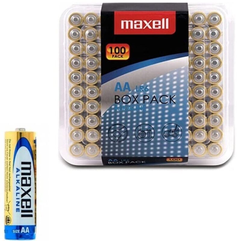 MAXELL – ALKALINE BATTERY AA LR6 PACK*100 BATTERIES
